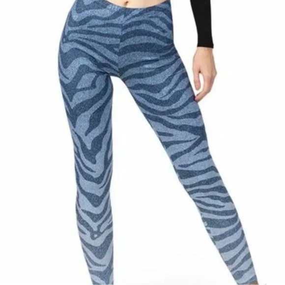 Blue Zebra Print Leggings - Picture 1 of 7